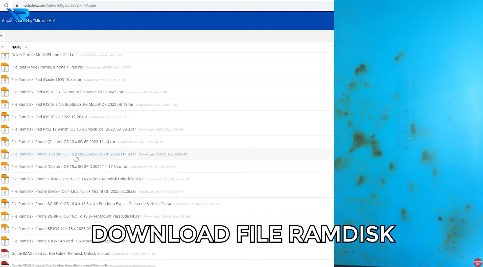 Bước 1 bypass iCloud: Tải file Ramdisk từ MediaFire cho UnlockTool