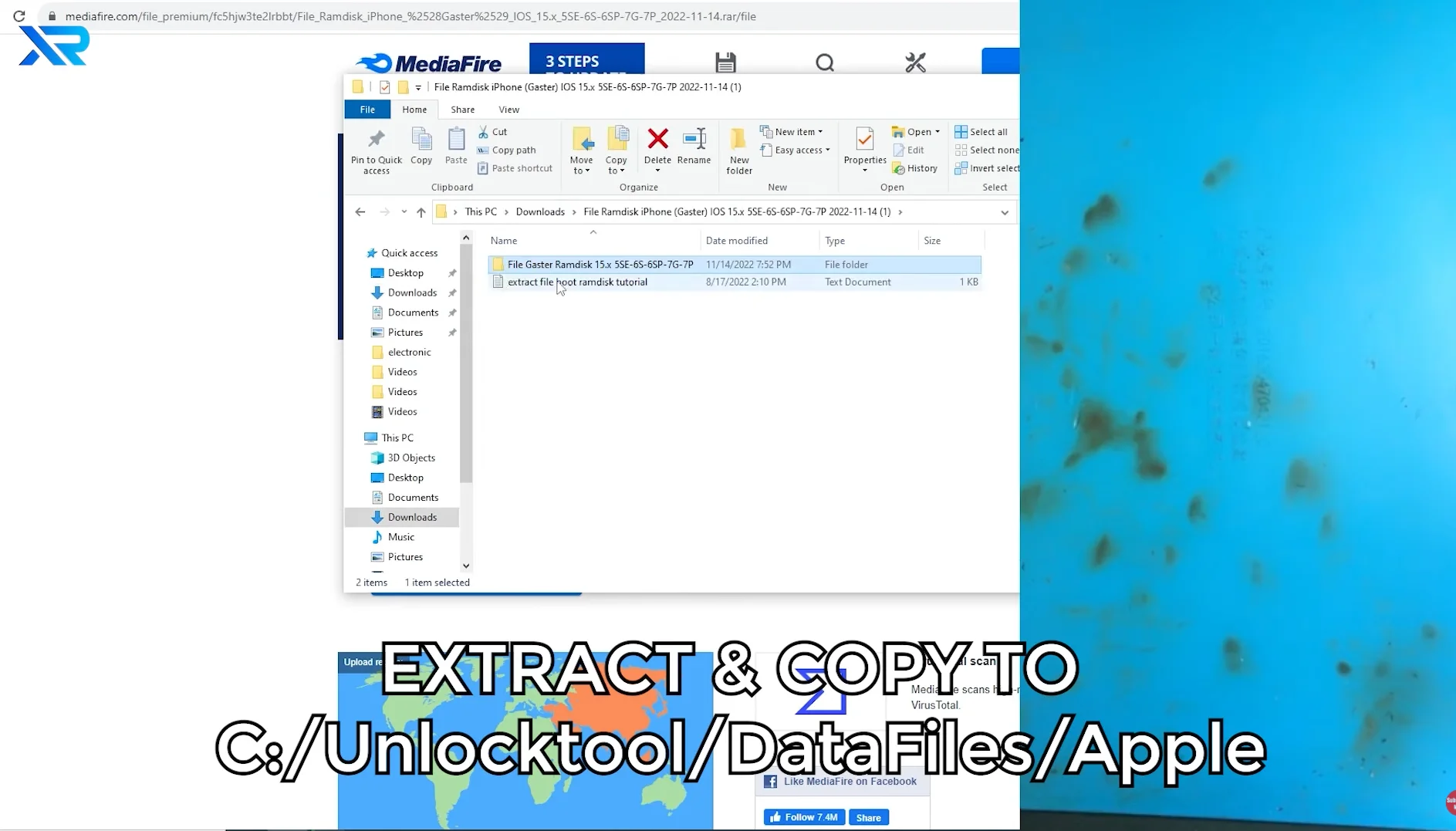 Bước 3: Giải nén và copy file Ramdisk vào C:/Unlocktool/DataFiles/Apple
