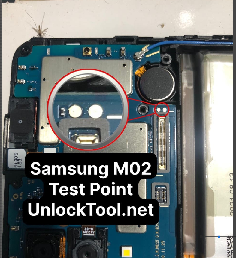 Test point EDL 9008 Samsung Galaxy M02 (SM-M022F) - Vị trí chập test point trên mainboard