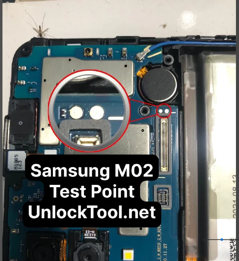 Test point EDL 9008 Samsung Galaxy M02 (SM-M022F) - Vị trí chập test point trên mainboard