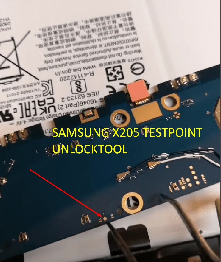 Test point EDL 9008 Samsung Galaxy X205 (SM-X205) - Vị trí chập test point trên mainboard