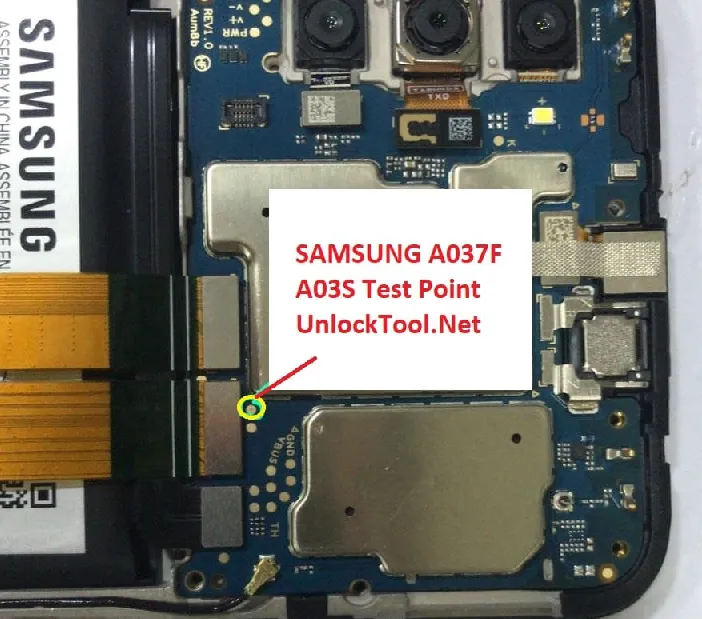 Test point EDL 9008 Samsung Galaxy A03s (SM-A037F) - Vị trí chập test point trên mainboard