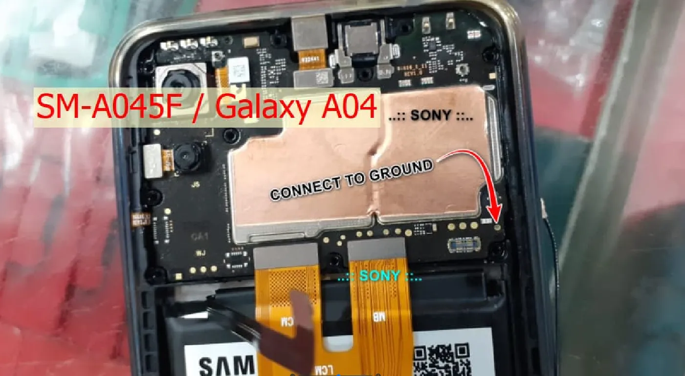 Test point EDL 9008 Samsung Galaxy A04s (SM-A045F) - Vị trí chập test point trên mainboard