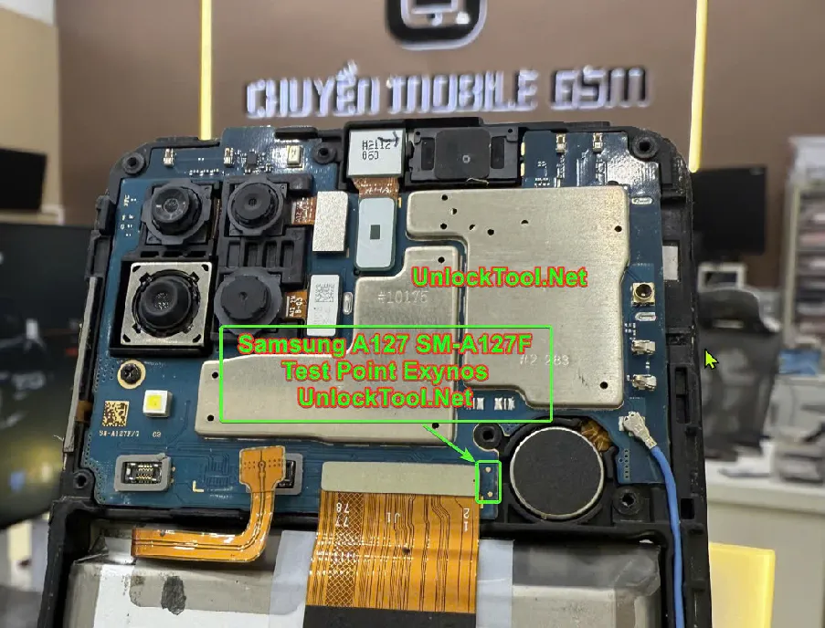 Test point EDL 9008 Samsung Galaxy A12 Nacho (SM-A127F) - Vị trí chập test point trên mainboard