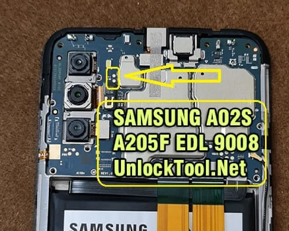 Test point EDL 9008 Samsung Galaxy A20 (SM-A205F) - Vị trí chập test point trên mainboard