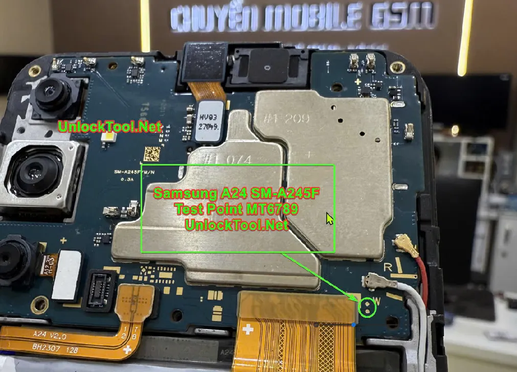 Test point EDL 9008 Samsung Galaxy A24 (SM-A245F) - Vị trí chập test point trên mainboard