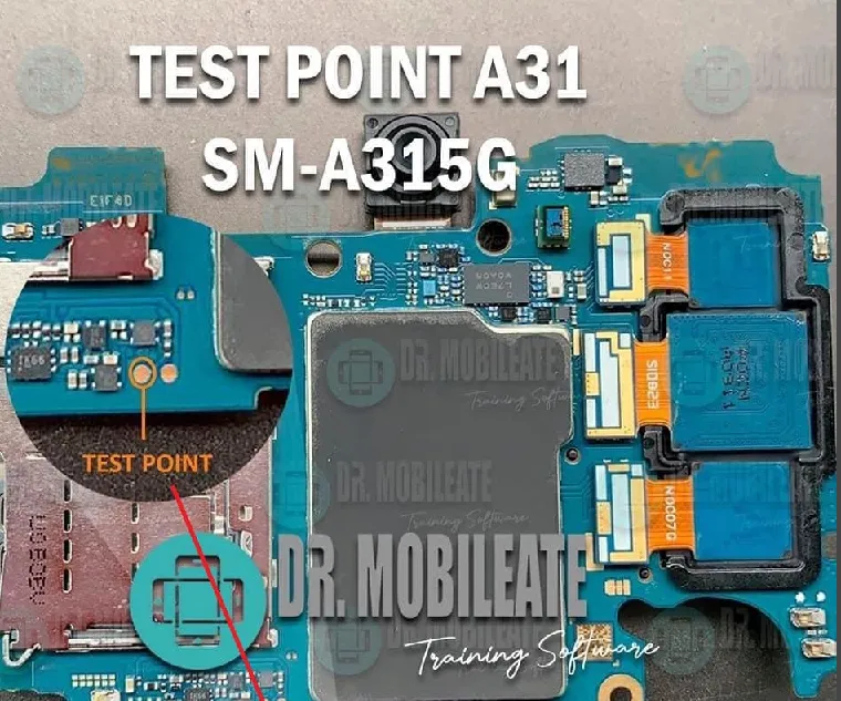 Test point EDL 9008 Samsung Galaxy A31 (SM-A315/SM-A315F) - Vị trí chập test point trên mainboard