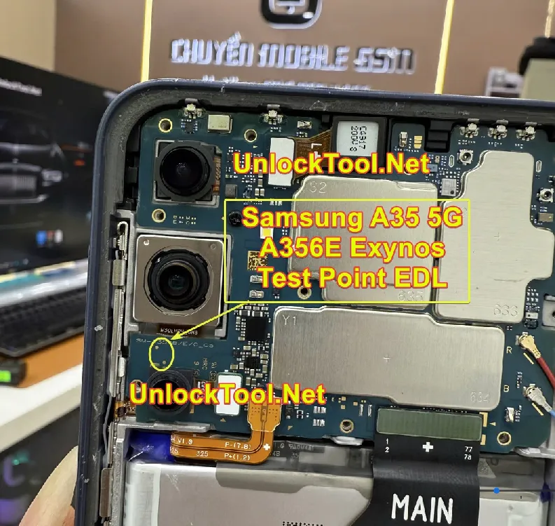 Test point EDL 9008 Samsung Galaxy A35 (SM-A356E) - Vị trí chập test point trên mainboard