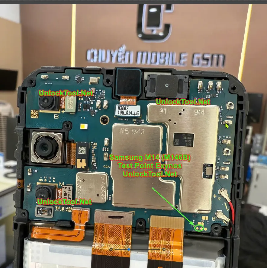 Test point EDL 9008 Samsung Galaxy M14 (SM-M146B) - Vị trí chập test point trên mainboard