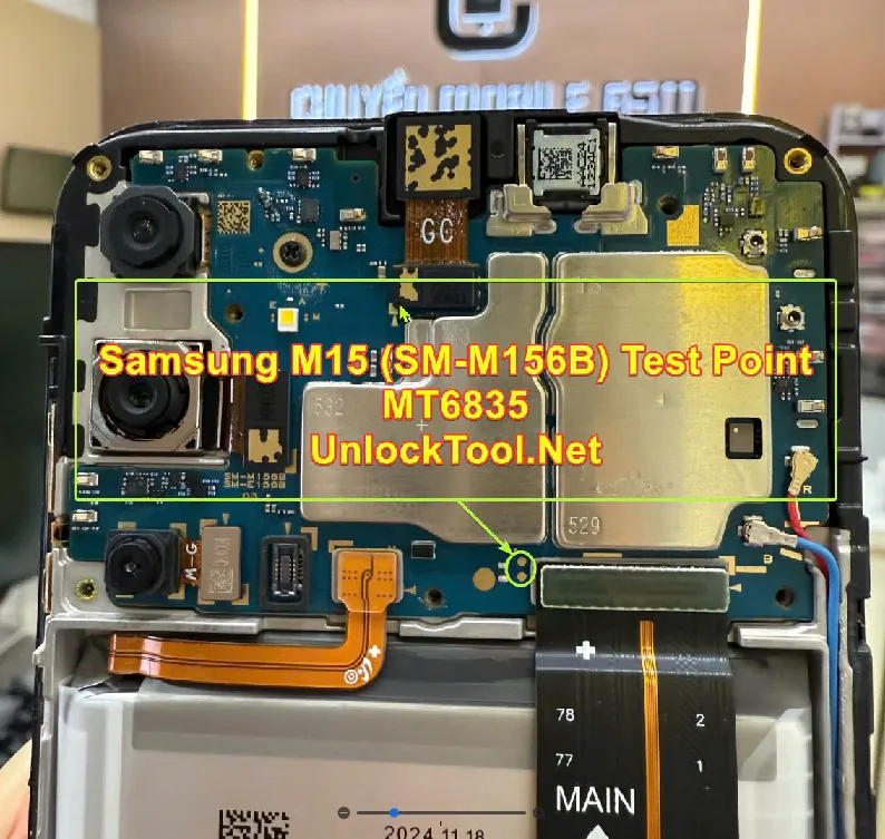 Test point EDL 9008 Samsung Galaxy M15 (SM-M156B) - Vị trí chập test point trên mainboard
