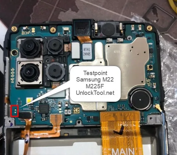 Test point EDL 9008 Samsung Galaxy M22 (SM-M225F) - Vị trí chập test point trên mainboard