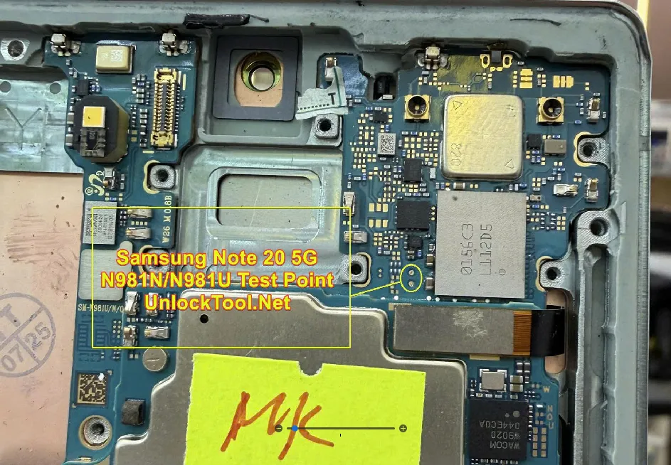 Test point EDL 9008 Samsung Galaxy Note 20 (SM-N981N) - Vị trí chập test point trên mainboard