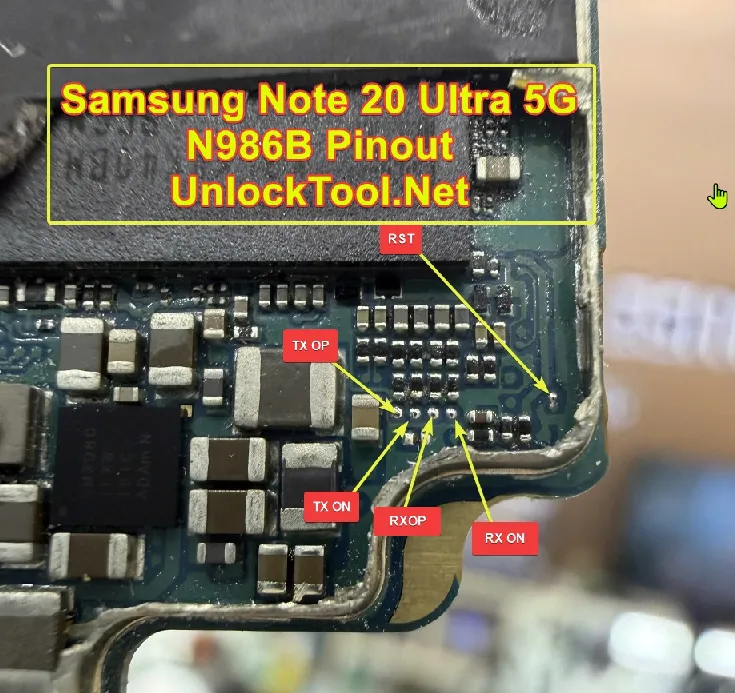 Test point EDL 9008 Samsung Galaxy Note 20 Ultra (SM-N986B) - Vị trí chập test point trên mainboard