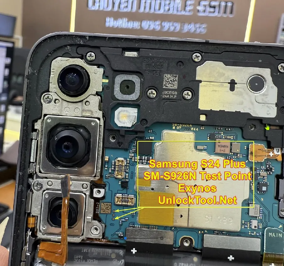 Test point EDL 9008 Samsung Galaxy S24+ (SM-S926N) - Vị trí chập test point trên mainboard