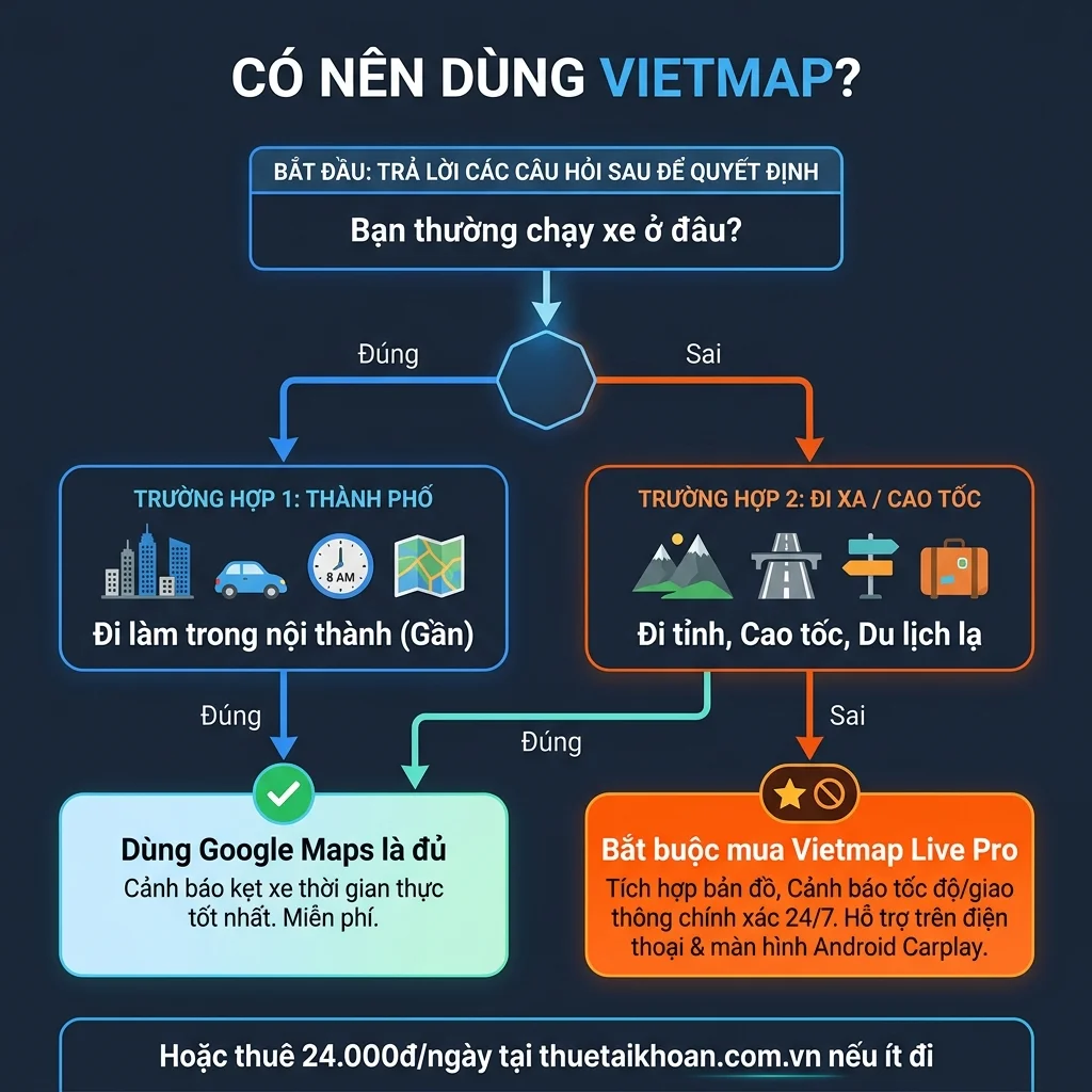 Vietmap Live Pro hiển thị trên màn hình CarPlay ô tô — lý do nên dùng Vietmap 2026