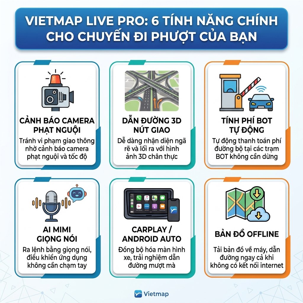 6 tính năng Vietmap Live Pro hữu ích cho du lịch tự lái