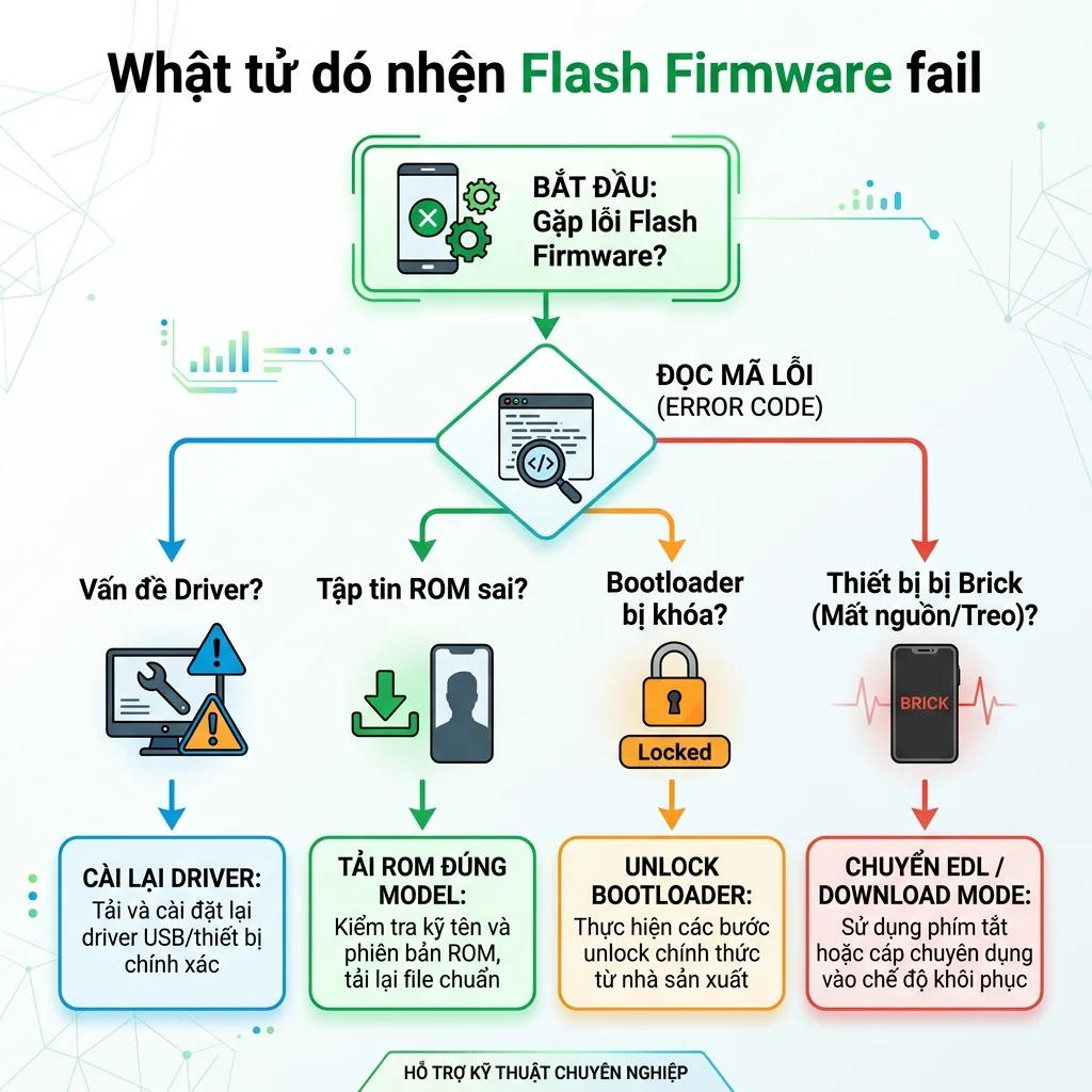 Quy trình xử lý lỗi flash firmware điện thoại