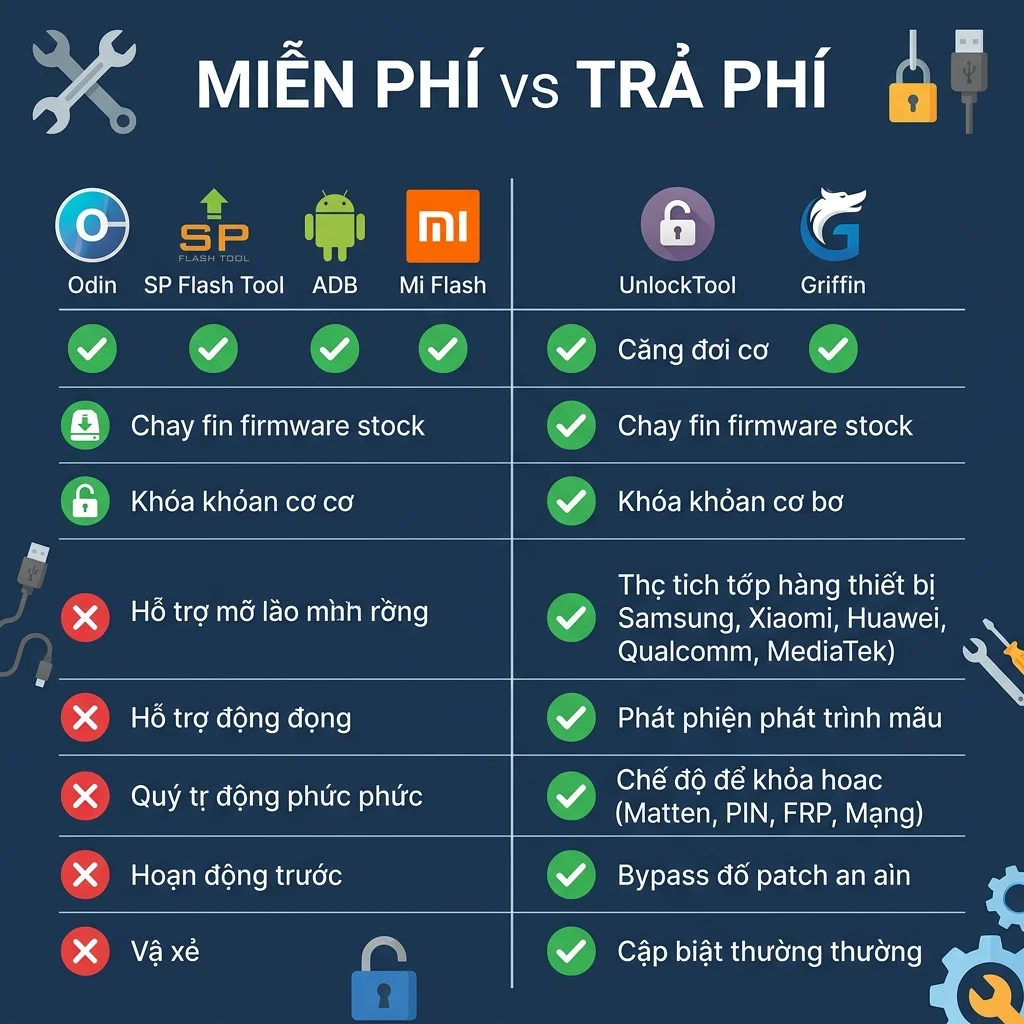 So sánh gsm tool miễn phí vs trả phí 2026
