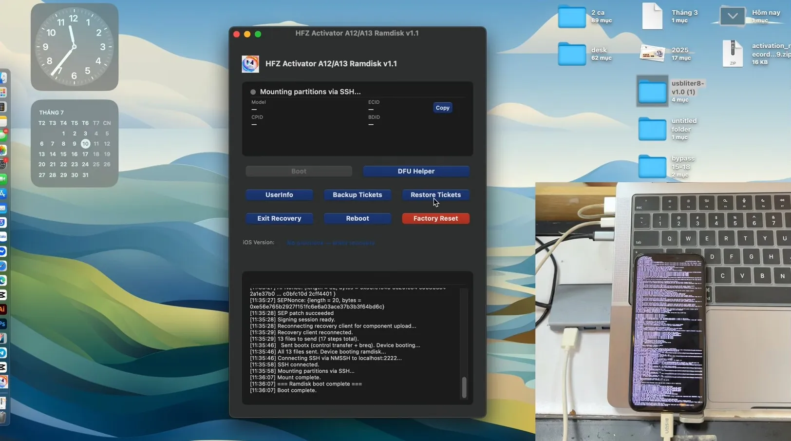 Bấm Restore Tickets backup