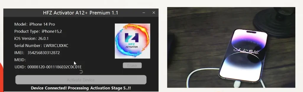 Giao diện chạy tiến trình kích hoạt Stage 5