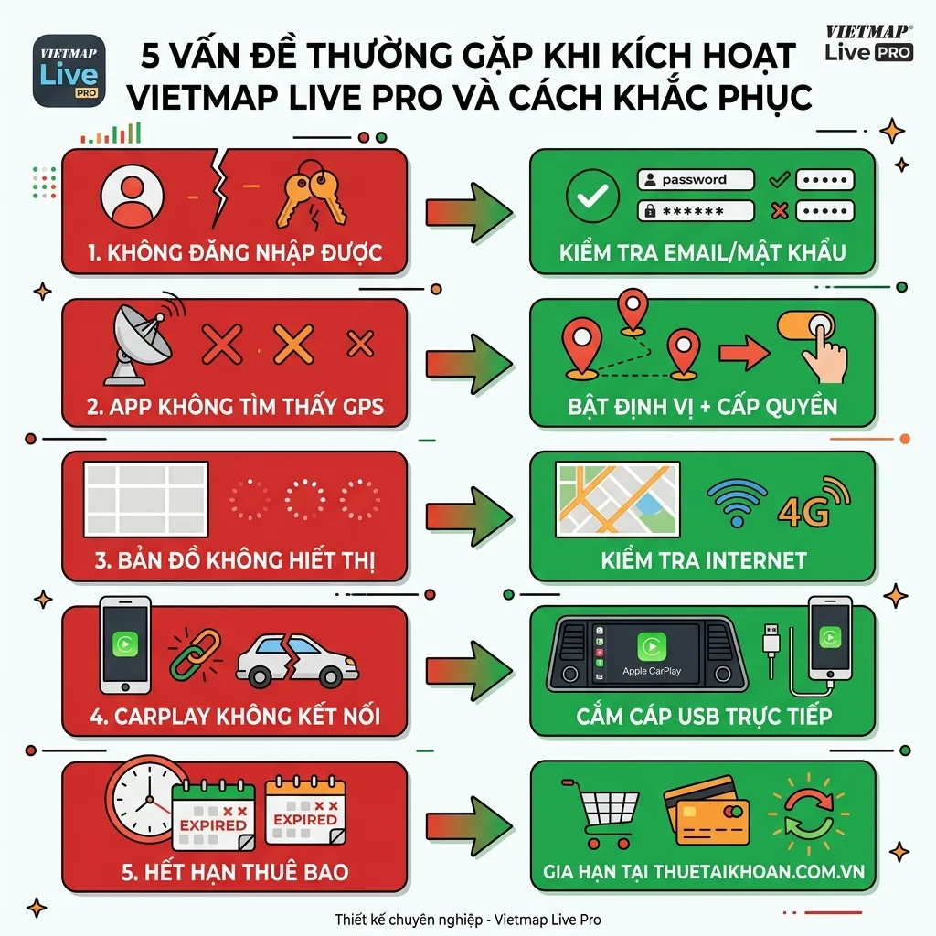 5 lỗi thường gặp khi kích hoạt Vietmap Live Pro và cách sửa