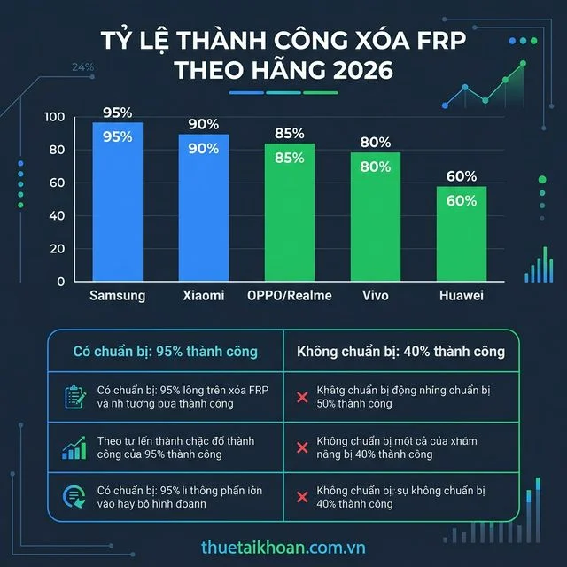 Tỷ lệ thành công xóa FRP theo hãng điện thoại 2026