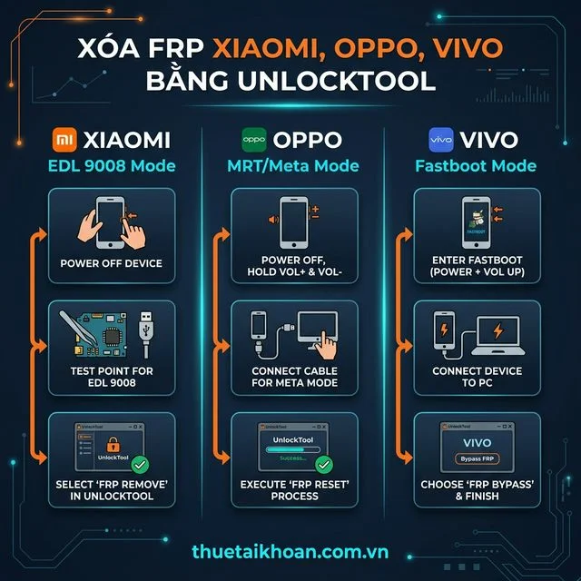 Hướng dẫn xóa FRP Xiaomi OPPO Vivo bằng UnlockTool